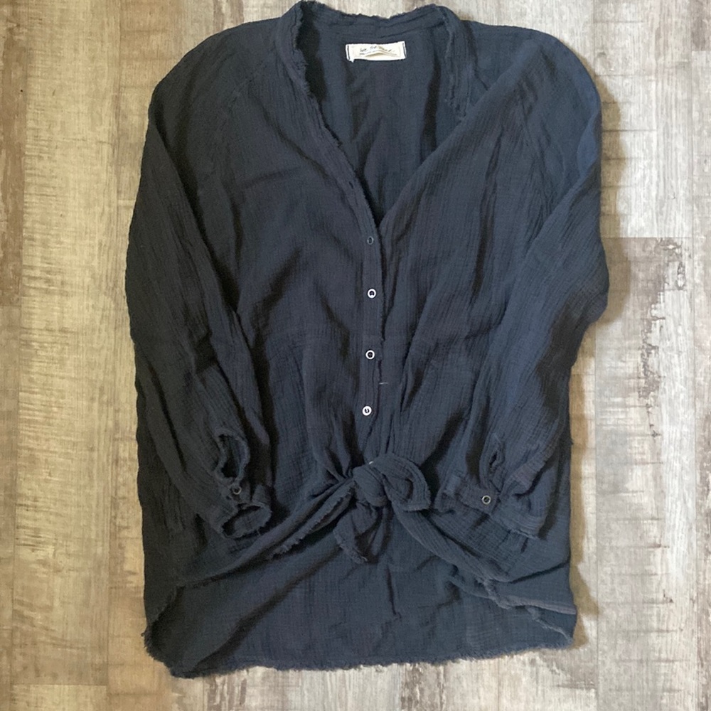 Free People XL tunic front tie button top